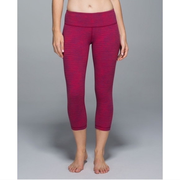 LULULEMON Wunder Under Crop Leggings Diamond Jacquard Space Dye Size 6 - Picture 1 of 14